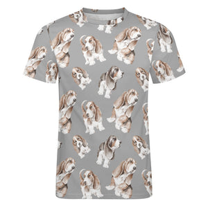 Watercolor Delight Basset Hounds Men's Cotton T-Shirt-Apparel-Apparel, Basset Hound, Dog Dad Gifts, T Shirt-18