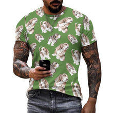 Load image into Gallery viewer, Watercolor Delight Basset Hounds Men&#39;s Cotton T-Shirt-Apparel-Apparel, Basset Hound, Dog Dad Gifts, T Shirt-22