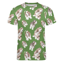 Load image into Gallery viewer, Watercolor Delight Basset Hounds Men&#39;s Cotton T-Shirt-Apparel-Apparel, Basset Hound, Dog Dad Gifts, T Shirt-23