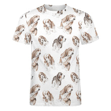 Load image into Gallery viewer, Watercolor Delight Basset Hounds Men&#39;s Cotton T-Shirt-Apparel-Apparel, Basset Hound, Dog Dad Gifts, T Shirt-2