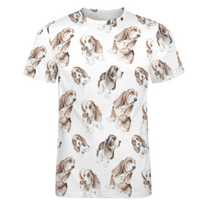 Watercolor Delight Basset Hounds Men's Cotton T-Shirt-Apparel-Apparel, Basset Hound, Dog Dad Gifts, T Shirt-2