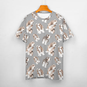 Watercolor Delight Basset Hounds Men's Cotton T-Shirt-Apparel-Apparel, Basset Hound, Dog Dad Gifts, T Shirt-S-DarkGray-16