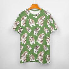 Load image into Gallery viewer, Watercolor Delight Basset Hounds Men&#39;s Cotton T-Shirt-Apparel-Apparel, Basset Hound, Dog Dad Gifts, T Shirt-S-OliveDrab-20