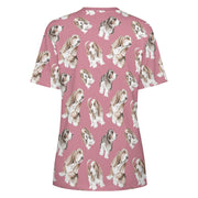 Watercolor Delight Basset Hounds Women's Cotton T-Shirt-Apparel-Apparel, Basset Hound, Dog Mom Gifts, T Shirt-10