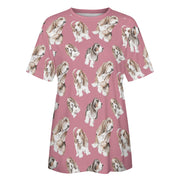 Watercolor Delight Basset Hounds Women's Cotton T-Shirt-Apparel-Apparel, Basset Hound, Dog Mom Gifts, T Shirt-12