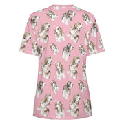 Watercolor Delight Basset Hounds Women's Cotton T-Shirt-Apparel-Apparel, Basset Hound, Dog Mom Gifts, T Shirt-15