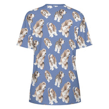 Load image into Gallery viewer, Watercolor Delight Basset Hounds Women&#39;s Cotton T-Shirt-Apparel-Apparel, Basset Hound, Dog Mom Gifts, T Shirt-20