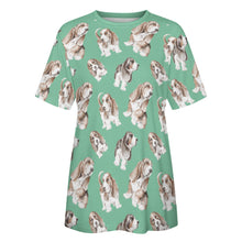 Load image into Gallery viewer, Watercolor Delight Basset Hounds Women&#39;s Cotton T-Shirt-Apparel-Apparel, Basset Hound, Dog Mom Gifts, T Shirt-21