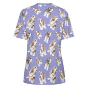 Watercolor Delight Basset Hounds Women's Cotton T-Shirt-Apparel-Apparel, Basset Hound, Dog Mom Gifts, T Shirt-26