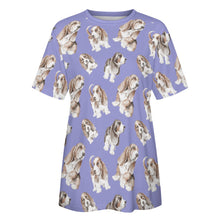 Load image into Gallery viewer, Watercolor Delight Basset Hounds Women&#39;s Cotton T-Shirt-Apparel-Apparel, Basset Hound, Dog Mom Gifts, T Shirt-28