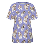 Watercolor Delight Basset Hounds Women's Cotton T-Shirt-Apparel-Apparel, Basset Hound, Dog Mom Gifts, T Shirt-28