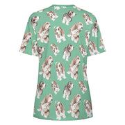 Watercolor Delight Basset Hounds Women's Cotton T-Shirt-Apparel-Apparel, Basset Hound, Dog Mom Gifts, T Shirt-29