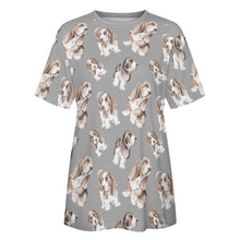 Load image into Gallery viewer, Watercolor Delight Basset Hounds Women&#39;s Cotton T-Shirt-Apparel-Apparel, Basset Hound, Dog Mom Gifts, T Shirt-33