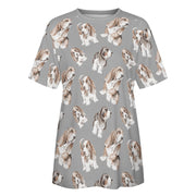 Watercolor Delight Basset Hounds Women's Cotton T-Shirt-Apparel-Apparel, Basset Hound, Dog Mom Gifts, T Shirt-33