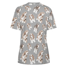 Load image into Gallery viewer, Watercolor Delight Basset Hounds Women&#39;s Cotton T-Shirt-Apparel-Apparel, Basset Hound, Dog Mom Gifts, T Shirt-38