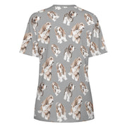 Watercolor Delight Basset Hounds Women's Cotton T-Shirt-Apparel-Apparel, Basset Hound, Dog Mom Gifts, T Shirt-38