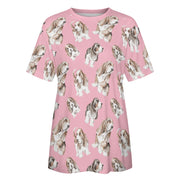 Watercolor Delight Basset Hounds Women's Cotton T-Shirt-Apparel-Apparel, Basset Hound, Dog Mom Gifts, T Shirt-6
