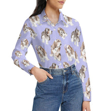 Load image into Gallery viewer, Watercolor Delight Basset Hounds Women&#39;s Shirt-Apparel-Apparel, Basset Hound, Dog Mom Gifts, Shirt-30