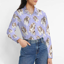 Load image into Gallery viewer, Watercolor Delight Basset Hounds Women&#39;s Shirt-Apparel-Apparel, Basset Hound, Dog Mom Gifts, Shirt-38