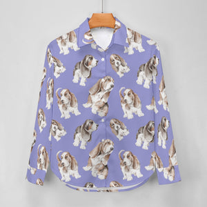 Watercolor Delight Basset Hounds Women's Shirt-Apparel-Apparel, Basset Hound, Dog Mom Gifts, Shirt-39