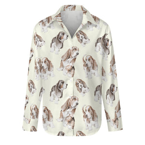 Watercolor Delight Basset Hounds Women's Shirt-Apparel-Apparel, Basset Hound, Dog Mom Gifts, Shirt-S-Ivory-10