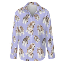 Load image into Gallery viewer, Watercolor Delight Basset Hounds Women&#39;s Shirt-Apparel-Apparel, Basset Hound, Dog Mom Gifts, Shirt-S-LightSteelBlue-29