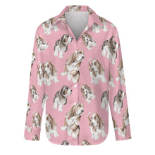 Load image into Gallery viewer, Watercolor Delight Basset Hounds Women&#39;s Shirt-Apparel-Apparel, Basset Hound, Dog Mom Gifts, Shirt-S-Pink-11