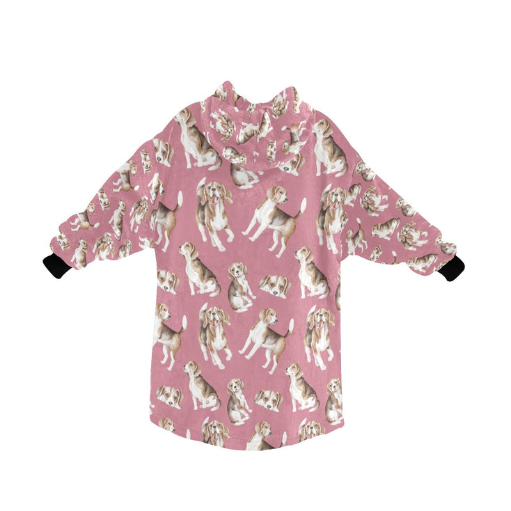 Watercolor Delight Beagles Blanket Hoodie for Women-Blanket-Apparel, Beagle, Blanket Hoodie, Blankets, Dog Mom Gifts-19