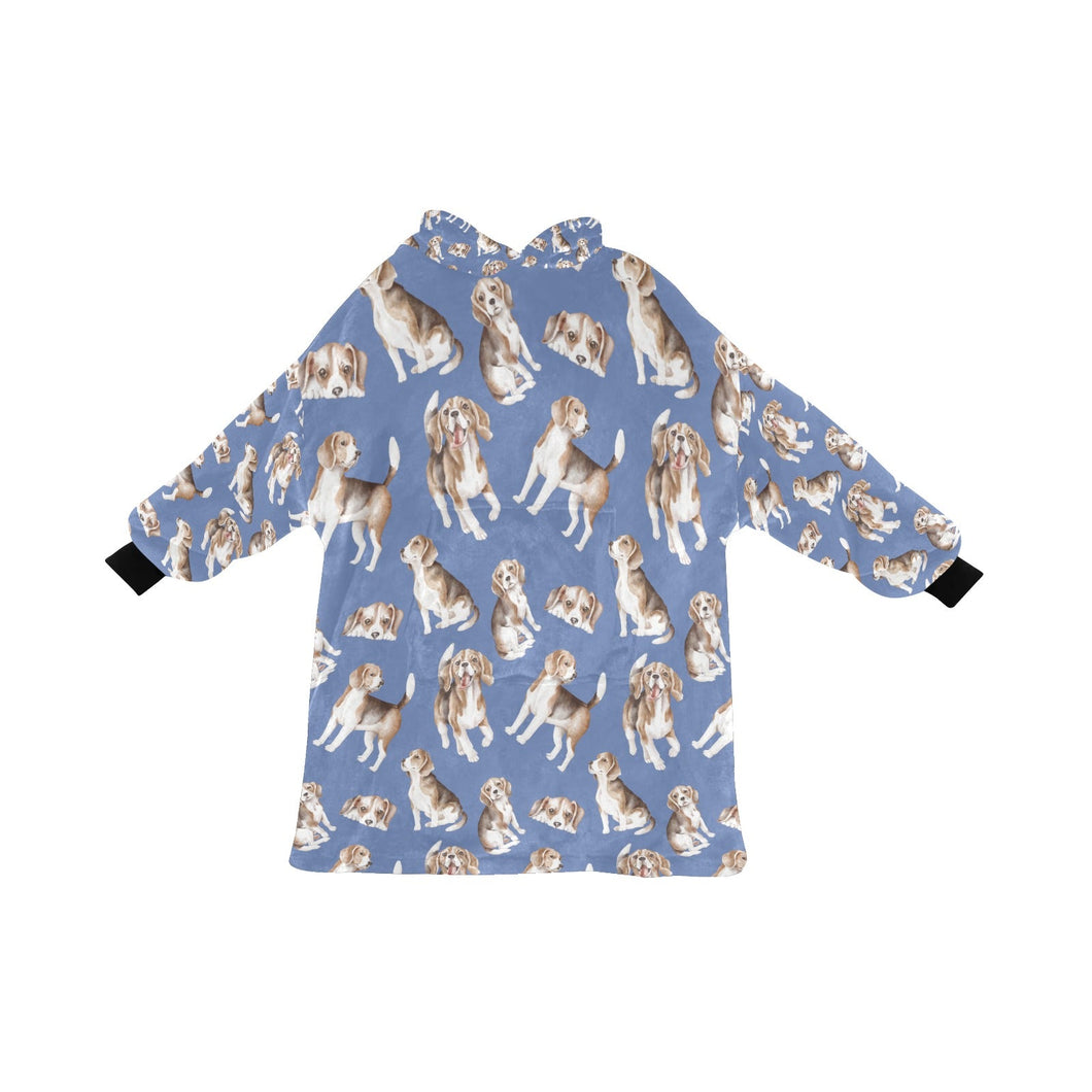 Watercolor Delight Beagles Blanket Hoodie for Women-Blanket-Apparel, Beagle, Blanket Hoodie, Blankets, Dog Mom Gifts-Cornflower Blue-ONE SIZE-21