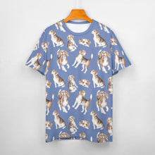 Load image into Gallery viewer, Watercolor Delight Beagles Men&#39;s Cotton T-Shirt-Apparel-Apparel, Beagle, Dog Dad Gifts, Shirt, T Shirt-S-Cornflower Blue-15