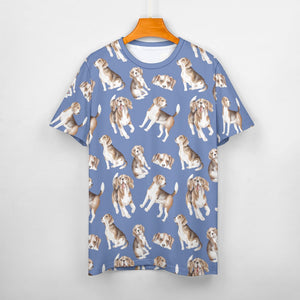 Watercolor Delight Beagles Men's Cotton T-Shirt-Apparel-Apparel, Beagle, Dog Dad Gifts, Shirt, T Shirt-S-Cornflower Blue-15