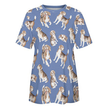 Load image into Gallery viewer, Watercolor Delight Beagles Women&#39;s Cotton T-Shirt-Apparel-Apparel, Beagle, Dog Mom Gifts, Shirt, T Shirt-22