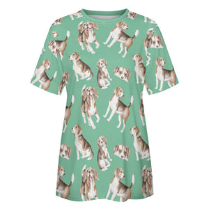 Watercolor Delight Beagles Women's Cotton T-Shirt-Apparel-Apparel, Beagle, Dog Mom Gifts, Shirt, T Shirt-25