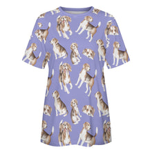 Load image into Gallery viewer, Watercolor Delight Beagles Women&#39;s Cotton T-Shirt-Apparel-Apparel, Beagle, Dog Mom Gifts, Shirt, T Shirt-28