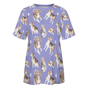 Watercolor Delight Beagles Women's Cotton T-Shirt-Apparel-Apparel, Beagle, Dog Mom Gifts, Shirt, T Shirt-28