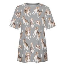 Load image into Gallery viewer, Watercolor Delight Beagles Women&#39;s Cotton T-Shirt-Apparel-Apparel, Beagle, Dog Mom Gifts, Shirt, T Shirt-31