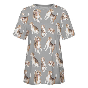 Watercolor Delight Beagles Women's Cotton T-Shirt-Apparel-Apparel, Beagle, Dog Mom Gifts, Shirt, T Shirt-31