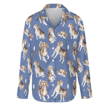 Load image into Gallery viewer, Watercolor Delight Beagles Women&#39;s Shirt-Apparel-Apparel, Beagle, Dog Mom Gifts, Shirt-S-Cornflower Blue-26