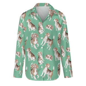 Watercolor Delight Beagles Women's Shirt-Apparel-Apparel, Beagle, Dog Mom Gifts, Shirt-S-Mint Green-29