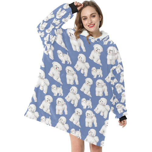 Watercolor Delight Bichon Frise Blanket Hoodie-Blanket-Apparel, Bichon Frise, Blanket Hoodie, Blankets, Dog Mom Gifts-4