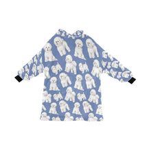 Load image into Gallery viewer, Watercolor Delight Bichon Frise Blanket Hoodie-Blanket-Apparel, Bichon Frise, Blanket Hoodie, Blankets, Dog Mom Gifts-Cornflower Blue-ONE SIZE-21