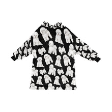 Load image into Gallery viewer, Watercolor Delight Bichon Frise Blanket Hoodie-Blanket-Apparel, Bichon Frise, Blanket Hoodie, Blankets, Dog Mom Gifts-Midnight Black-ONE SIZE-9