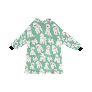 Watercolor Delight Bichon Frise Blanket Hoodie-Blanket-Apparel, Bichon Frise, Blanket Hoodie, Blankets, Dog Mom Gifts-Mint Green-ONE SIZE-24