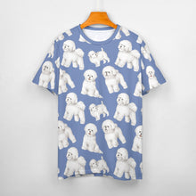 Load image into Gallery viewer, Watercolor Delight Bichon Frise Men&#39;s Cotton T-Shirt-Apparel-Apparel, Bichon Frise, Dog Dad Gifts, Shirt, T Shirt-S-Cornflower Blue-12