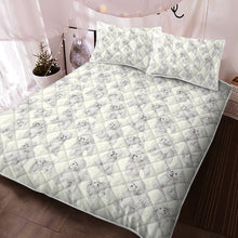 Load image into Gallery viewer, Watercolor Delight Bichon Frise Quilted Bedding Set - 5 Colors-Bedding-Bedding, Bichon Frise, Blankets, Home Decor-10