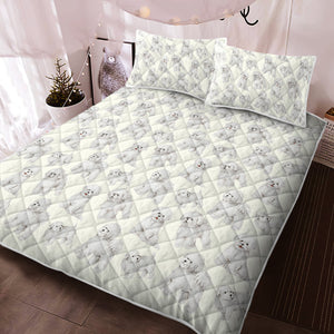 Watercolor Delight Bichon Frise Quilted Bedding Set - 5 Colors-Bedding-Bedding, Bichon Frise, Blankets, Home Decor-10