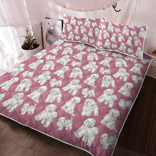 Load image into Gallery viewer, Watercolor Delight Bichon Frise Quilted Bedding Set - 5 Colors-Bedding-Bedding, Bichon Frise, Blankets, Home Decor-11