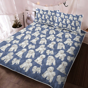 Watercolor Delight Bichon Frise Quilted Bedding Set - 5 Colors-Bedding-Bedding, Bichon Frise, Blankets, Home Decor-12