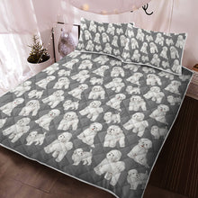 Load image into Gallery viewer, Watercolor Delight Bichon Frise Quilted Bedding Set - 5 Colors-Bedding-Bedding, Bichon Frise, Blankets, Home Decor-13