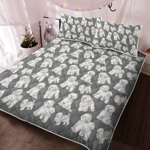 Watercolor Delight Bichon Frise Quilted Bedding Set - 5 Colors-Bedding-Bedding, Bichon Frise, Blankets, Home Decor-13